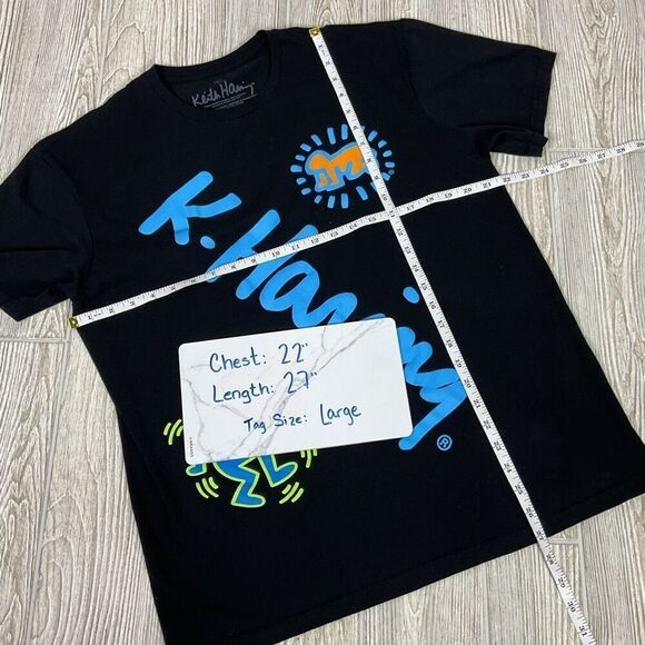 Keith Haring Artist Signature Art Black Graffiti Short Sleeve T-Shirt Men's L - Picture 6 of 6